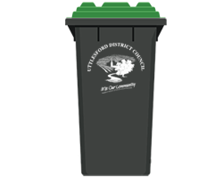 Uttlesford green-lidded recycling bin