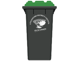 Uttlesford green-lidded recycling bin