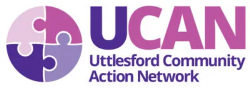 Volunteer Uttlesford logo featuring the letter L as a raised hand