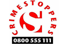 Crimestoppers logo featuring telephone number